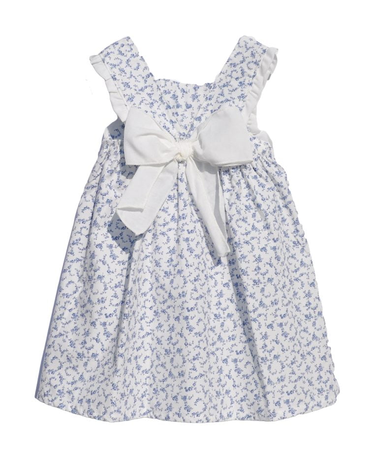 Macy - Baby Girls Blue Floral Sleeveless Dress (6mths-2yrs) | D&C